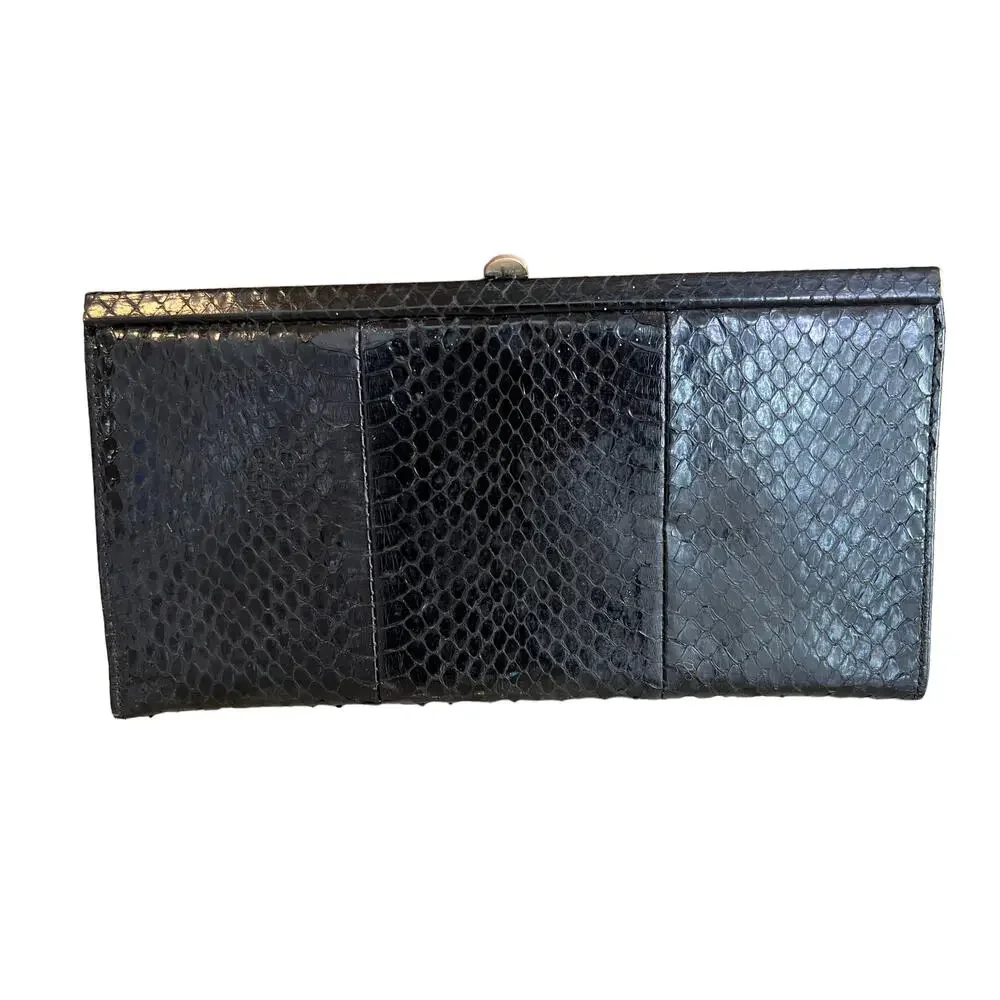 Vintage 60s Snakeskin Clutch Bag Black